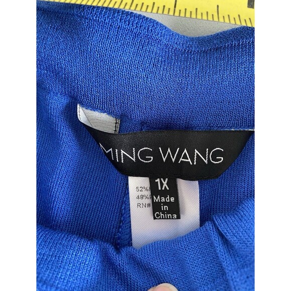 Ming Wang Pants 1X Royal Blue Womens Cut Out Detail Ankle Stretch Career New - Picture 8 of 12